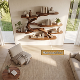 Sylvara Handcrafted Solid Wood Floating Tree Bookshelf