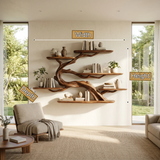 Sylvara Handcrafted Solid Wood Floating Tree Bookshelf