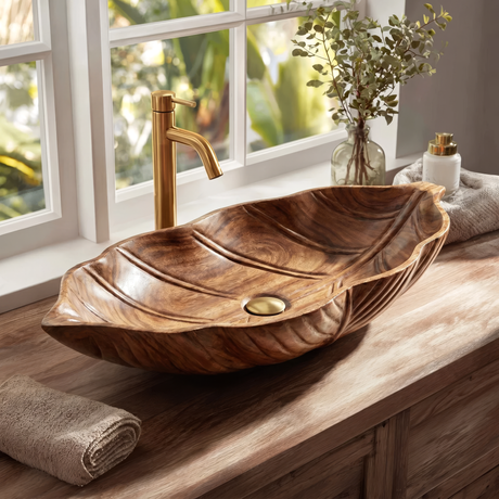 Sylvara Handcrafted Solid Wood Leaf Vessel Sink - Timberustic Vessel Sinks