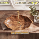 Sylvara Handcrafted Solid Wood Leaf Vessel Sink