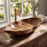 Sylvara Handcrafted Solid Wood Leaf Vessel Sink