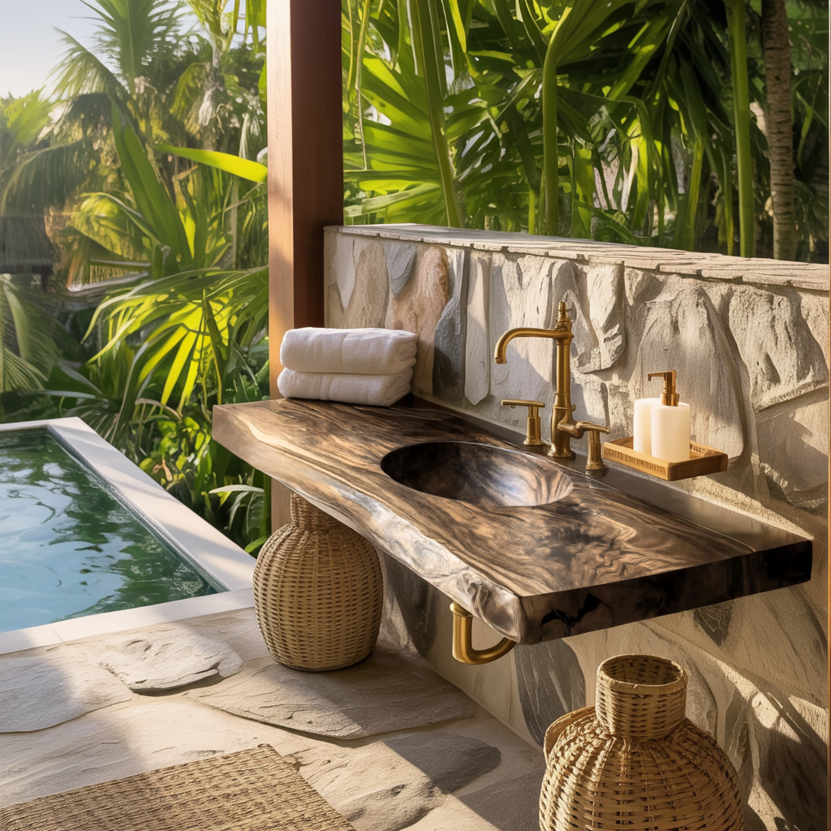 Sylvara Live Edge Solid Wood Floating Bathroom Vanity