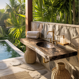 Sylvara Live Edge Solid Wood Floating Bathroom Vanity