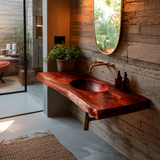 Sylvara Live Edge Solid Wood Floating Bathroom Vanity