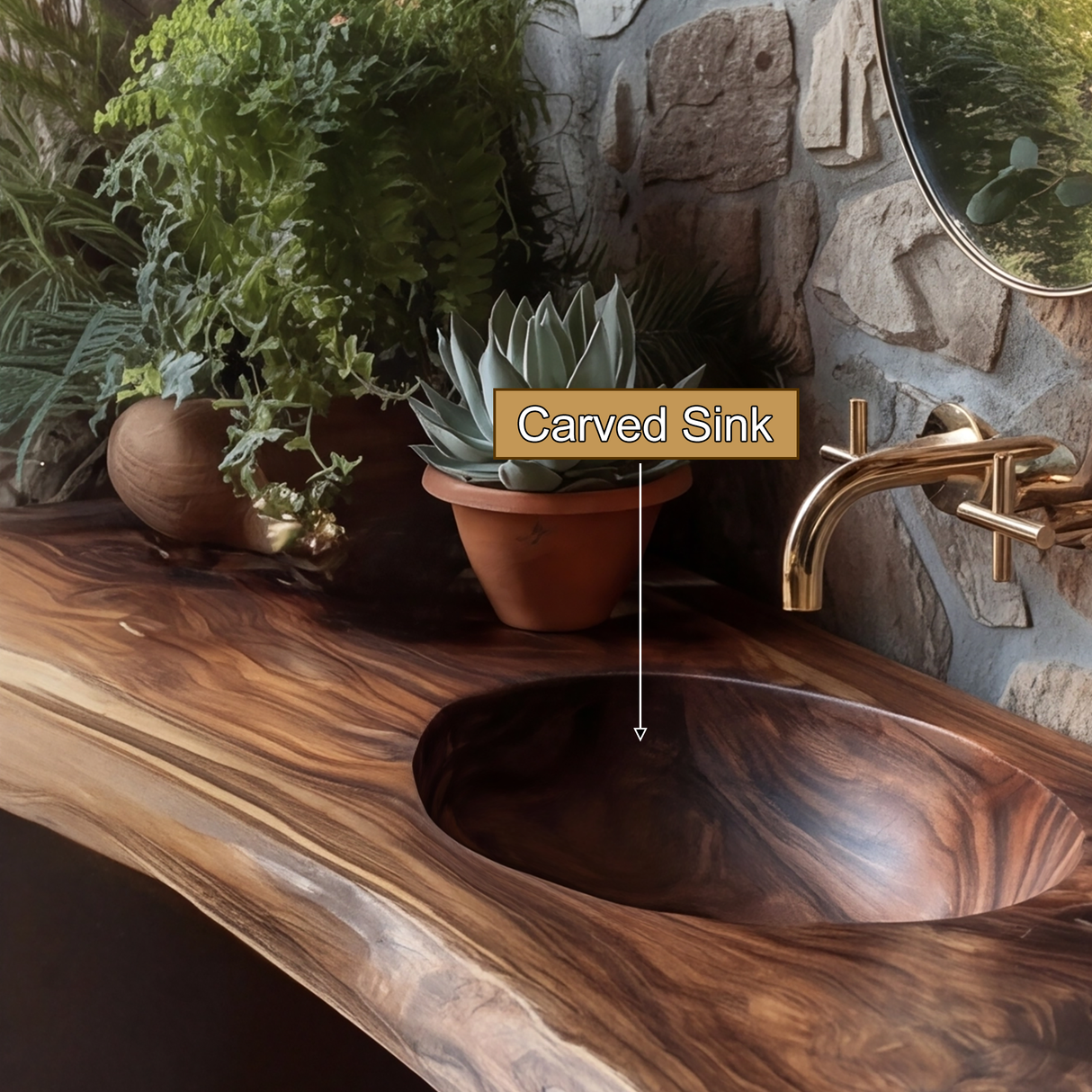 Sylvara Live Edge Solid Wood Floating Bathroom Vanity with Integrated Sink - Timberustic Floating Bathroom Vanity with Integrated Sink