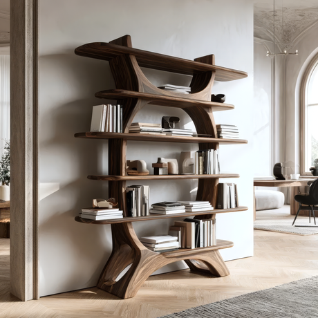 Sylvara Sculpted Solid Wood Bookshelf - Timberustic Bookshelf