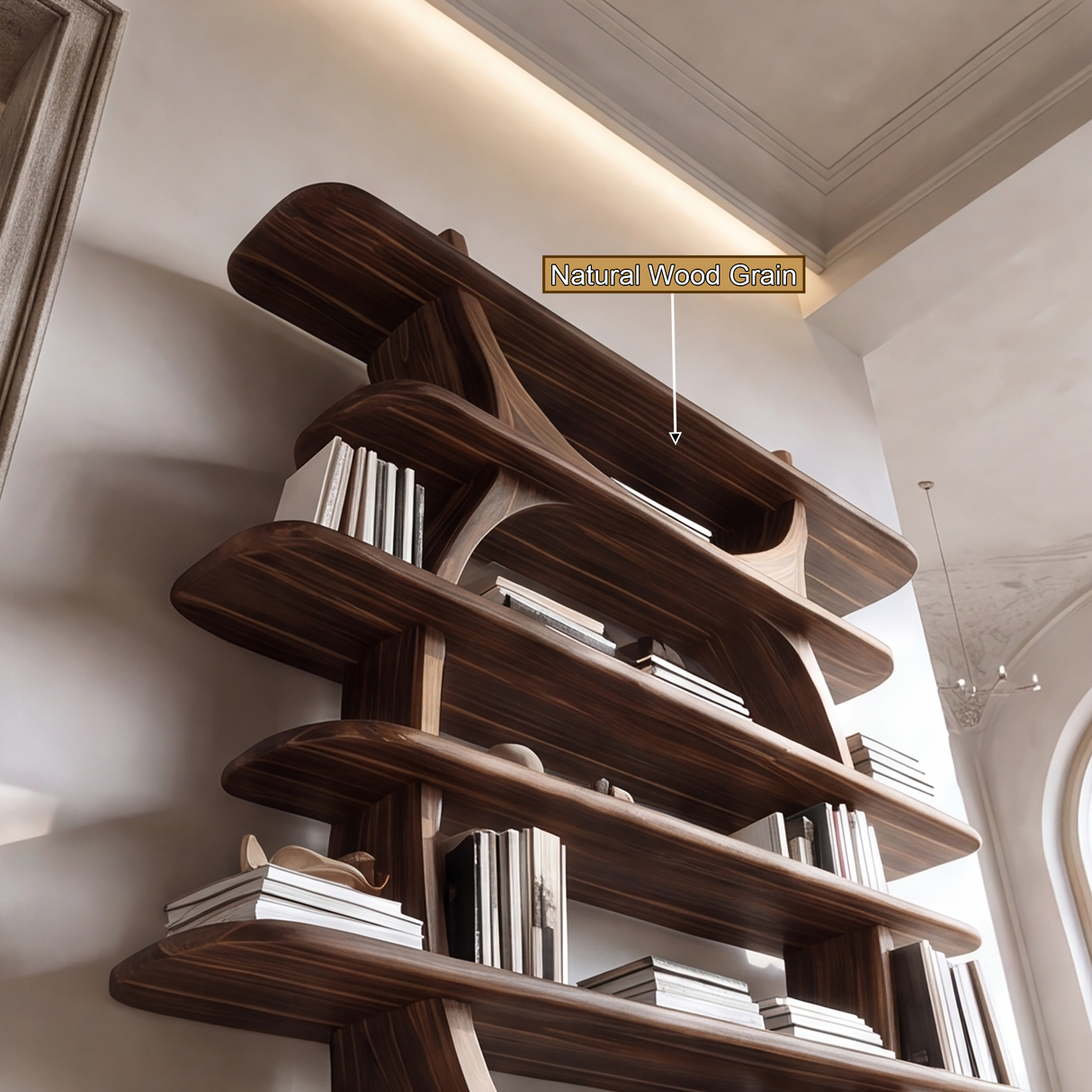Sylvara Sculpted Solid Wood Bookshelf - Timberustic Bookshelf