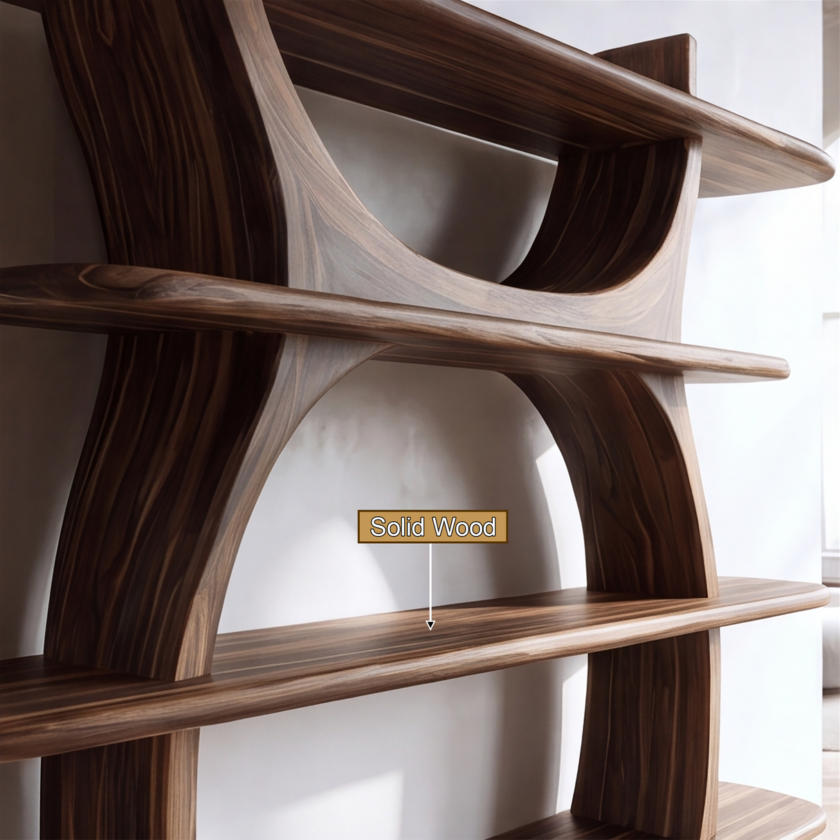 Sylvara Sculpted Solid Wood Bookshelf - Timberustic Bookshelf