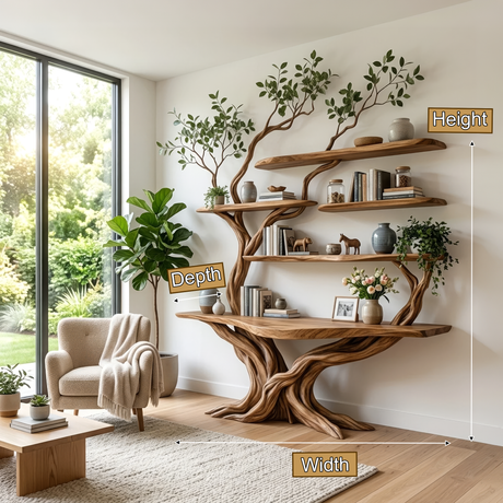 Sylvara Sculpted Solid Wood Console Table with Shelves - Timberustic Console Table with Shelves