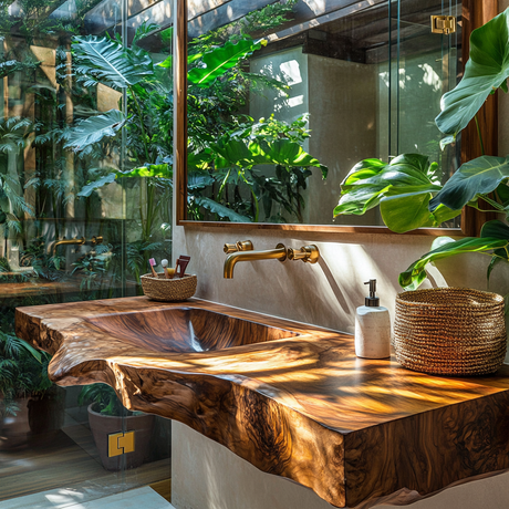 Sylvara Sculpted Solid Wood Floating Bathroom Vanity with Integrated Sink SPA267467 - Timberustic Floating Bathroom Vanity with Integrated Sink