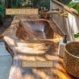 Sylvara Sculpted Solid Wood Floating Bathroom Vanity with Integrated Sink SPA267467 - Timberustic Floating Bathroom Vanity with Integrated Sink