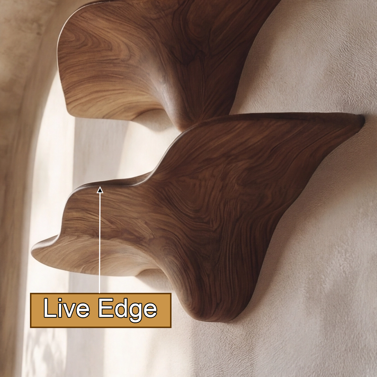 Sylvara Sculpted Solid Wood Mushroom Floating Shelf SPA835838 - Timberustic Floating Shelf