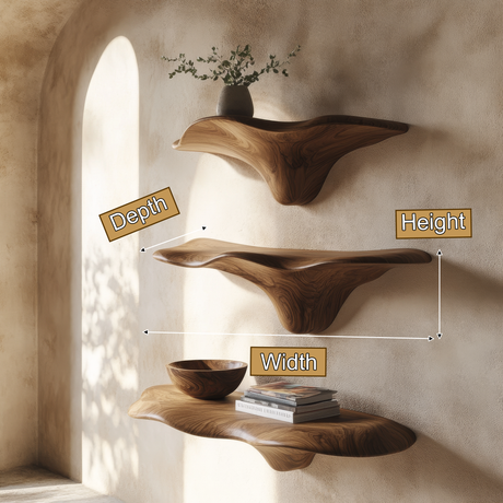 Sylvara Sculpted Solid Wood Mushroom Floating Shelf SPA835838 - Timberustic Floating Shelf