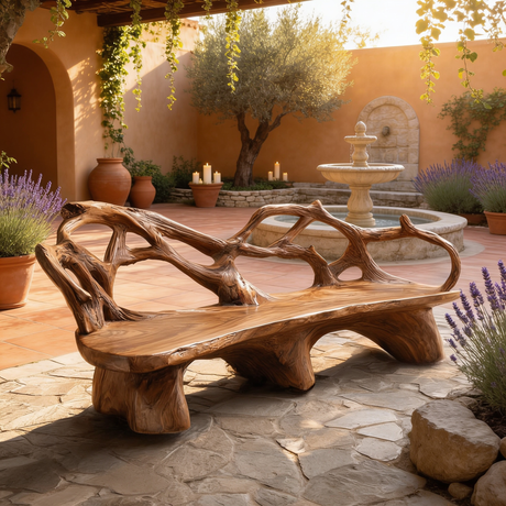 Sylvara Sculpted Solid Wood Outdoor Bench - Timberustic Bench