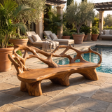 Sylvara Sculpted Solid Wood Outdoor Bench Brown - Timberustic Bench