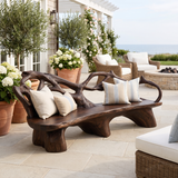 Sylvara Sculpted Solid Wood Outdoor Bench Dark Walnut - Timberustic Bench