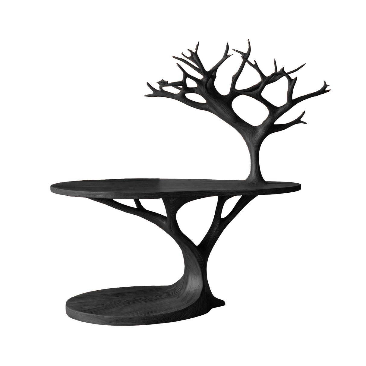 Sylvara Sculpted Solid Wood Record Player Stand Black - Timberustic Record Player Stand With Storage