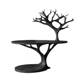Sylvara Sculpted Solid Wood Record Player Stand Black - Timberustic Record Player Stand With Storage