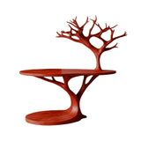 Sylvara Sculpted Solid Wood Record Player Stand Mahogany - Timberustic Record Player Stand With Storage