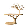 Sylvara Sculpted Solid Wood Record Player Stand Natural Oak - Timberustic Record Player Stand With Storage