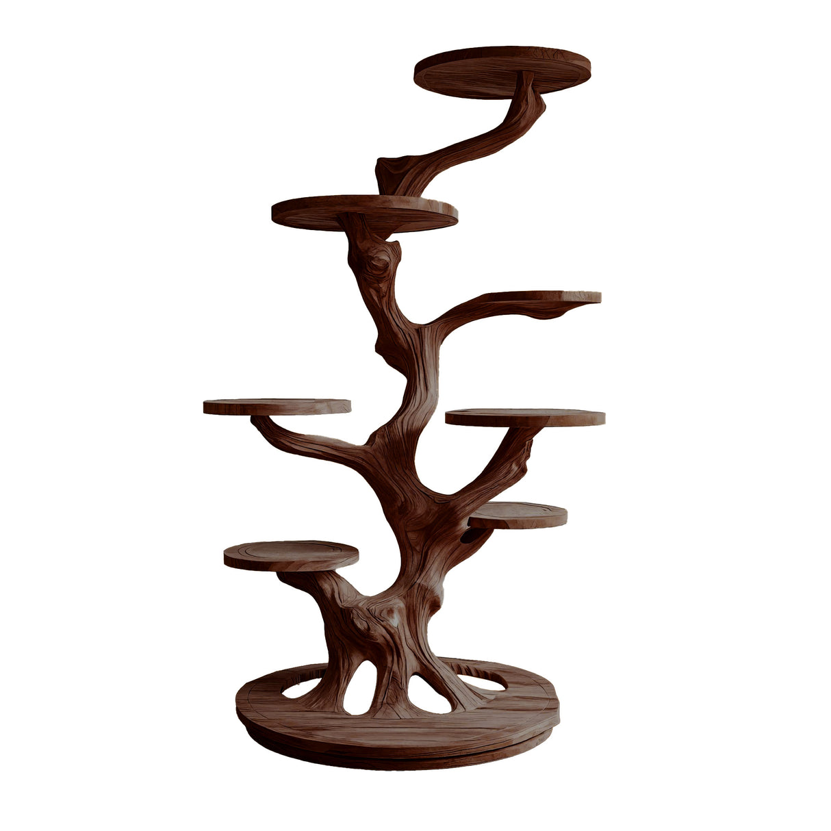 Sylvara Sculpted Solid Wood Tree-Inspired Cat Tree Shelf Dark Walnut - Timberustic Tree-Inspired Cat Tree Shelf