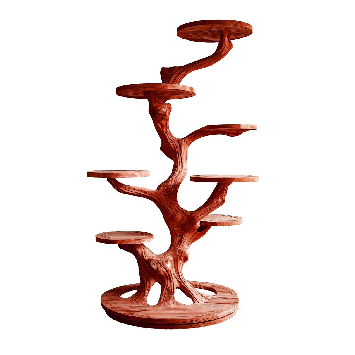 Sylvara Sculpted Solid Wood Tree-Inspired Cat Tree Shelf Mahogany - Timberustic Tree-Inspired Cat Tree Shelf