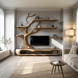 Sylvara Tree Branch Live Edge Solid Wood TV Console - Timberustic TV Console with Tree Shelf