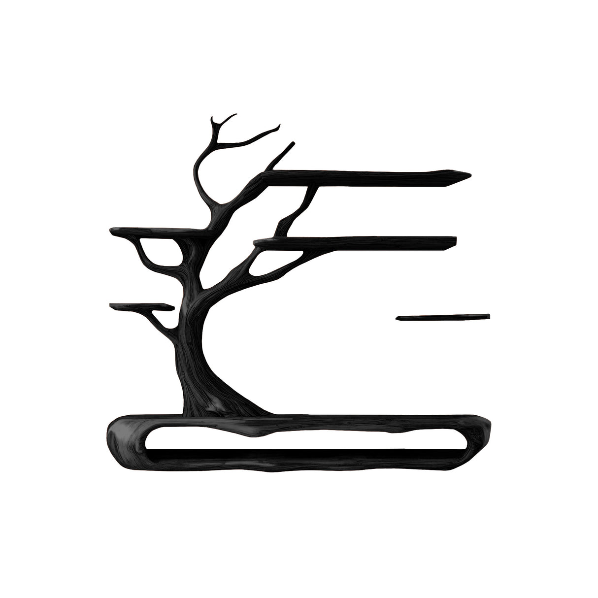 Sylvara Tree Branch Live Edge Solid Wood TV Console Black - Timberustic TV Console with Tree Shelf