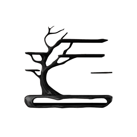 Sylvara Tree Branch Live Edge Solid Wood TV Console Black - Timberustic TV Console with Tree Shelf