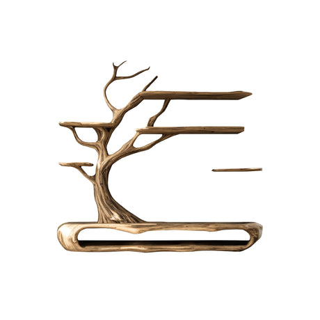 Sylvara Tree Branch Live Edge Solid Wood TV Console Natural Oak - Timberustic TV Console with Tree Shelf