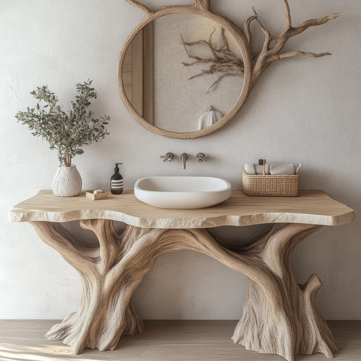 Sylvara Treeform Solid Wood Freestanding Bathroom Vanity - Timberustic Freestanding Bathroom Vanity
