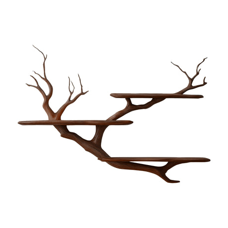 Sylvaren Handcrafted Solid Wood Floating Tree Bookshelf Dark Walnut - Timberustic Floating Tree Bookshelf