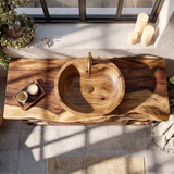 Sylvaren Live Edge Solid Wood Freestanding Bathroom Vanity with Drawers