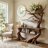 Sylvaren Sculpted Solid Wood Console Table with Shelves - Timberustic Console Table with Shelves