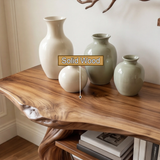 Sylvaren Sculpted Solid Wood Console Table with Shelves - Timberustic Console Table with Shelves