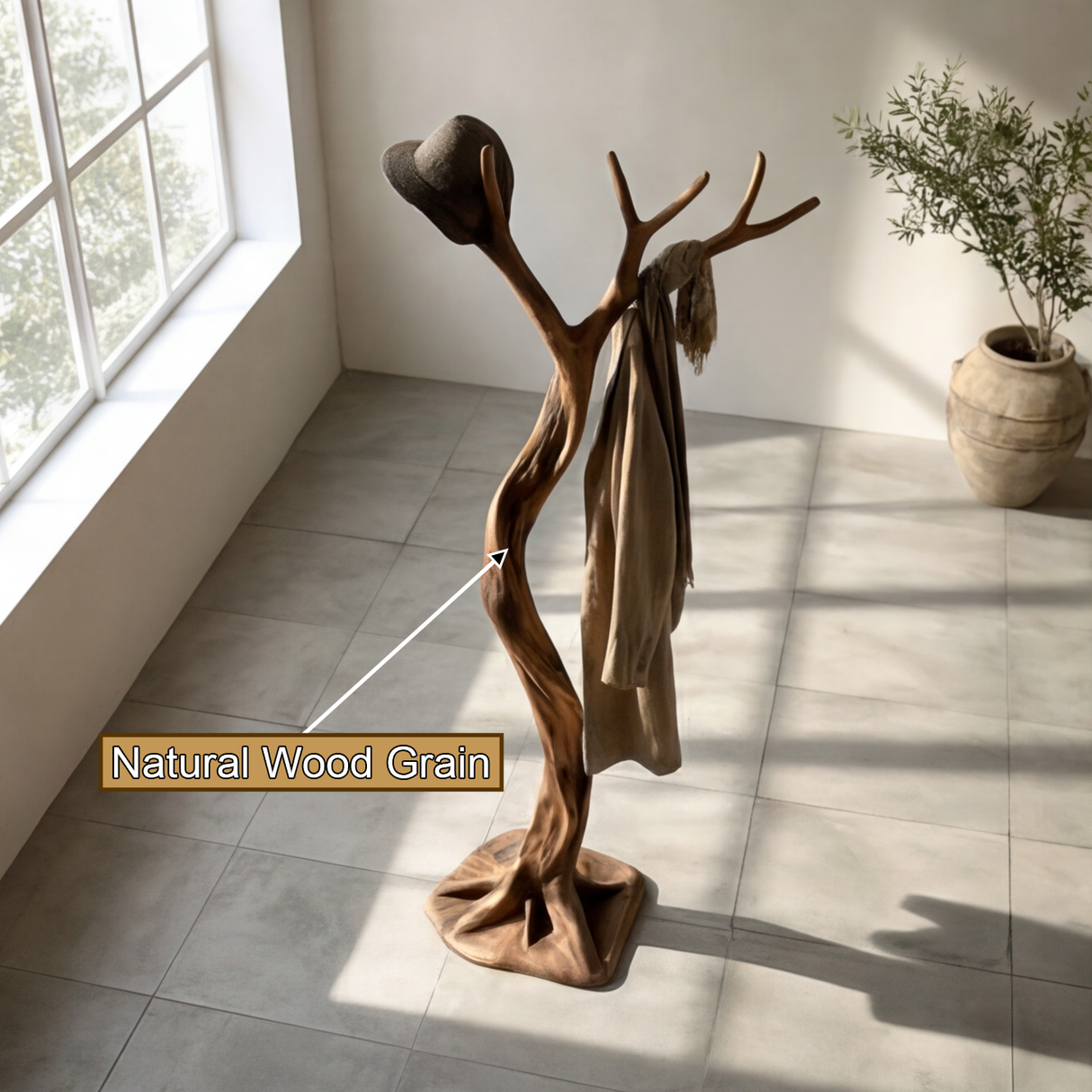 Sylvaren Sculpted Solid Wood Tree Coat Rack - Timberustic Tree Coat Rack
