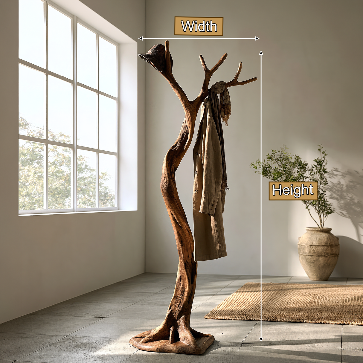 Sylvaren Sculpted Solid Wood Tree Coat Rack - Timberustic Tree Coat Rack