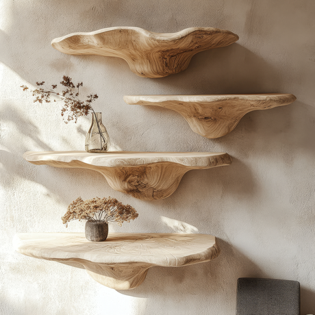 Sylvaren Solid Wood Sculpted Mushroom Floating Shelf SPA482938 - Timberustic Floating Shelf