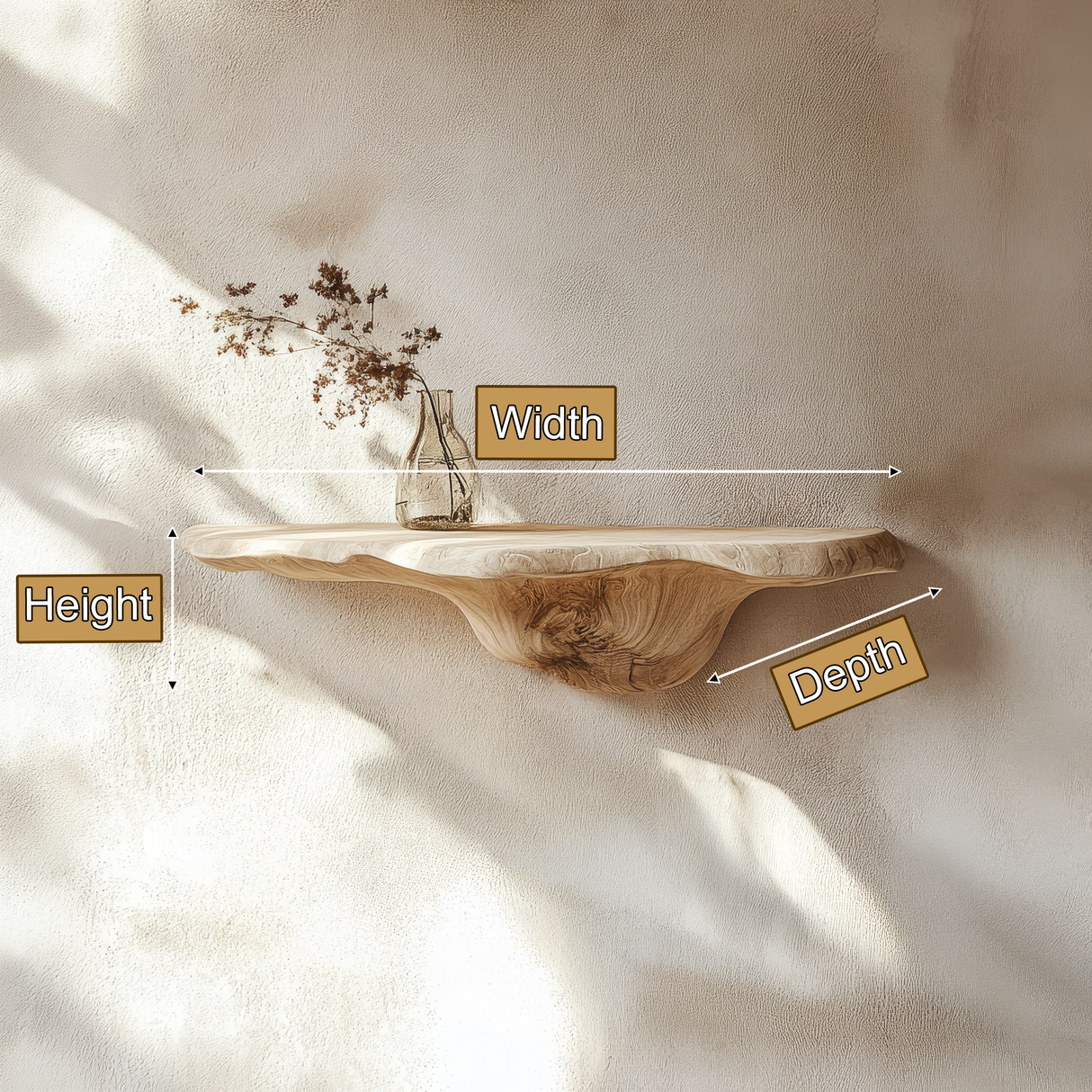 Sylvaren Solid Wood Sculpted Mushroom Floating Shelf SPA482938 - Timberustic Floating Shelf