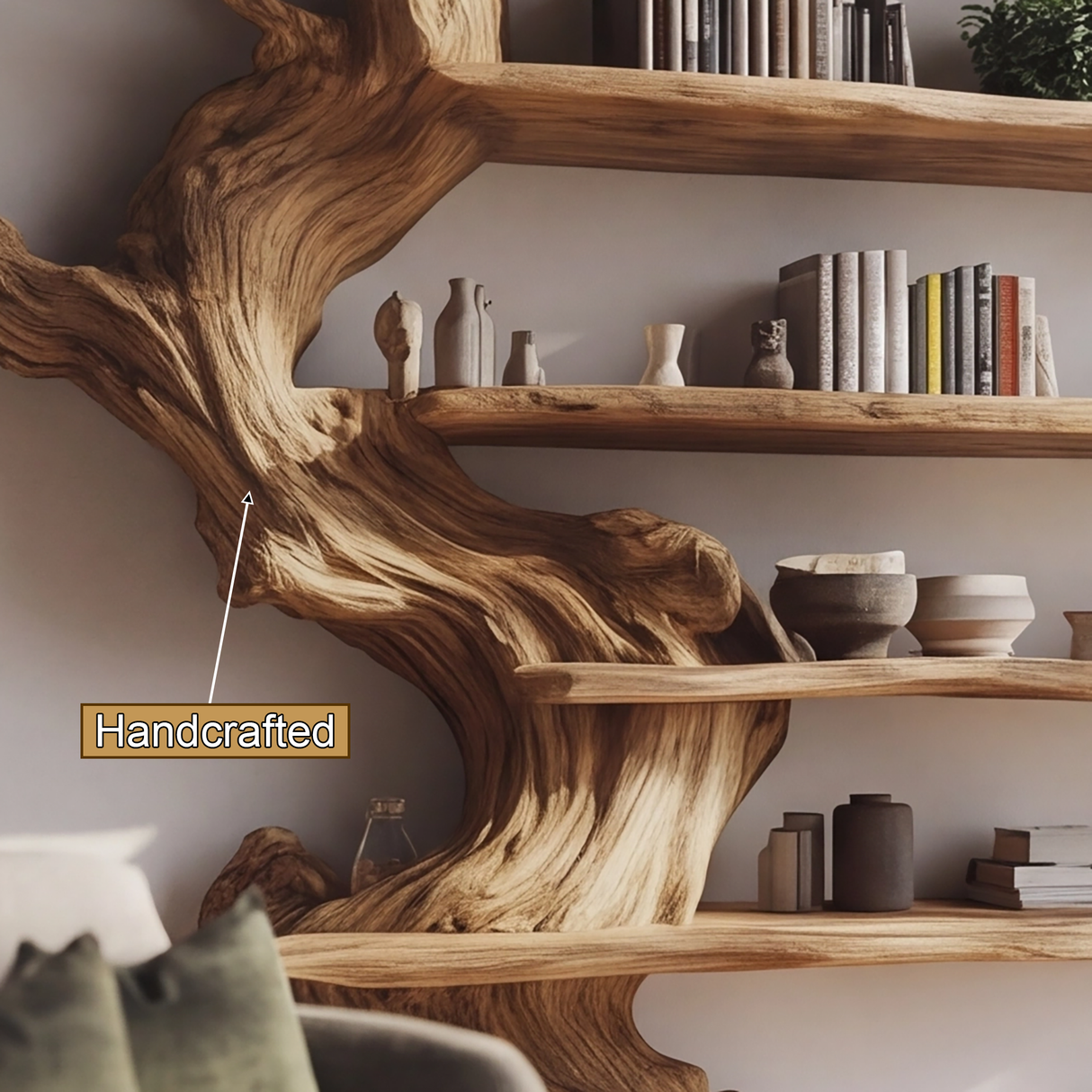 Sylvareth Sculpted Solid Wood Tree Bookshelf - Timberustic Tree Bookshelf