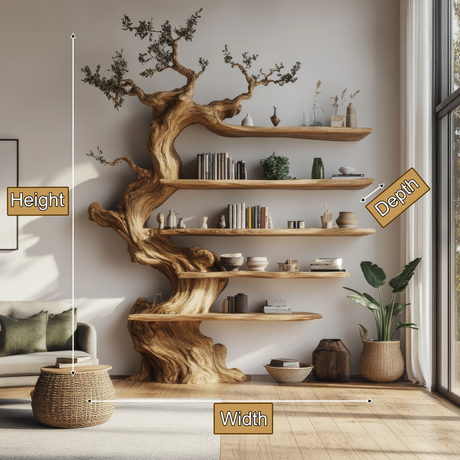 Sylvareth Sculpted Solid Wood Tree Bookshelf - Timberustic Tree Bookshelf