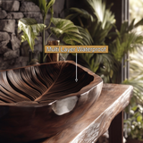 Sylvaria Handcrafted Solid Wood Leaf Vessel Sink