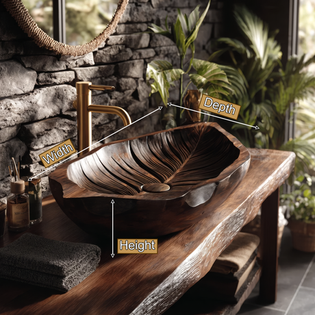 Sylvaria Handcrafted Solid Wood Leaf Vessel Sink - Timberustic Vessel Sinks