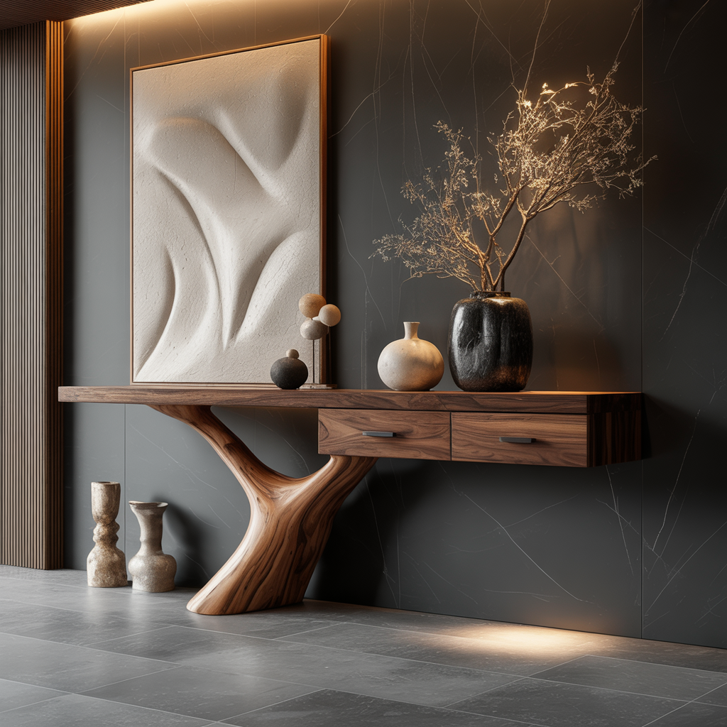 Sylvaris Crest Handcrafted Wood Console Table