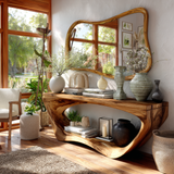 Sylvaris Curved Solid Wood Console Table - Timberustic Console Table