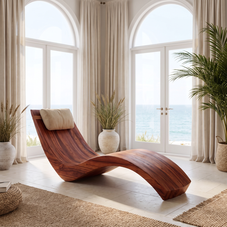 Sylvaris Handcrafted Solid Wood Chaise Lounge
