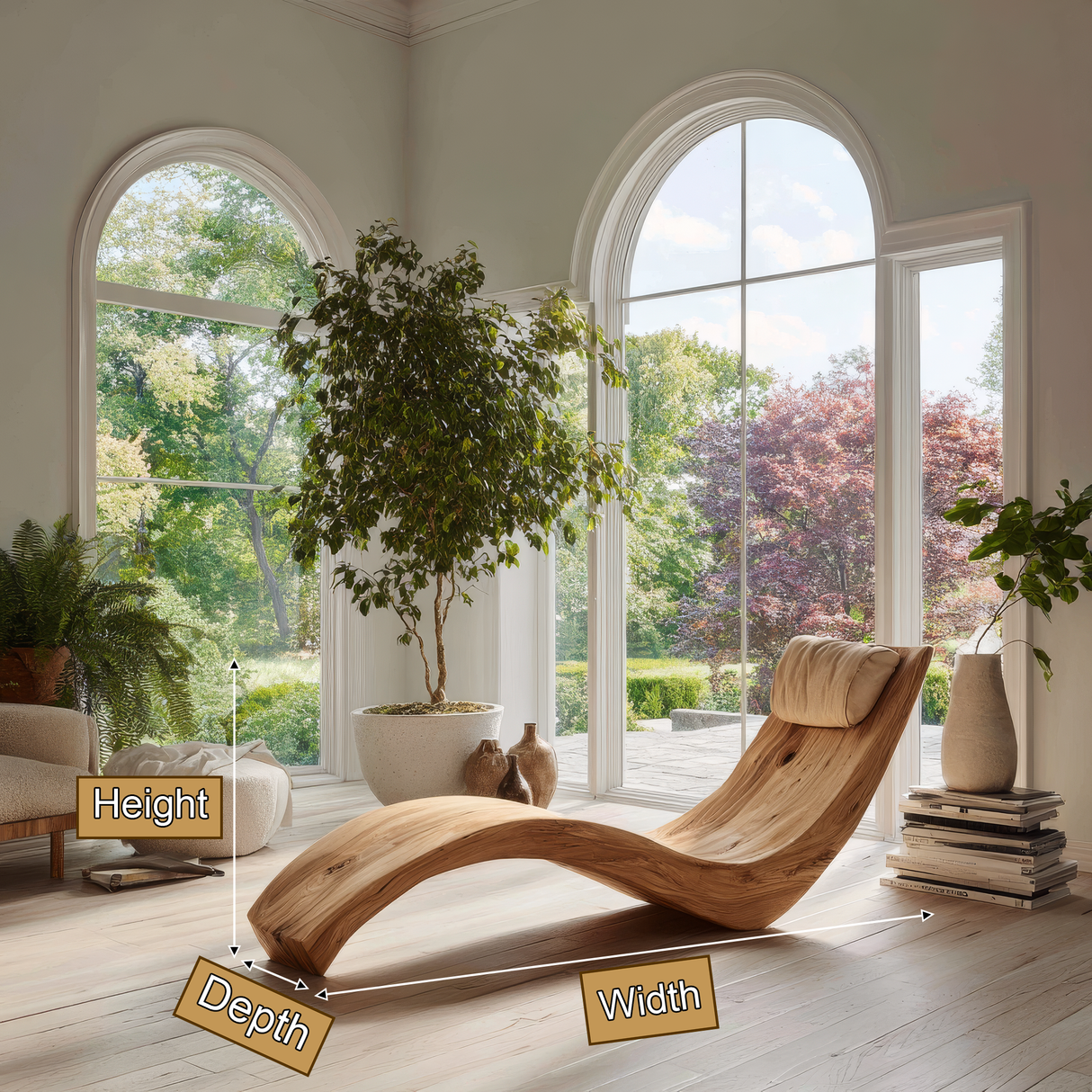 Sylvaris Handcrafted Solid Wood Chaise Lounge