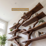 Sylvaris Handcrafted Solid Wood Floating Tree Bookshelf