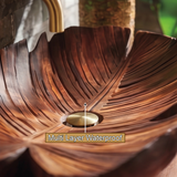 Sylvaris Handcrafted Solid Wood Leaf Vessel Sink
