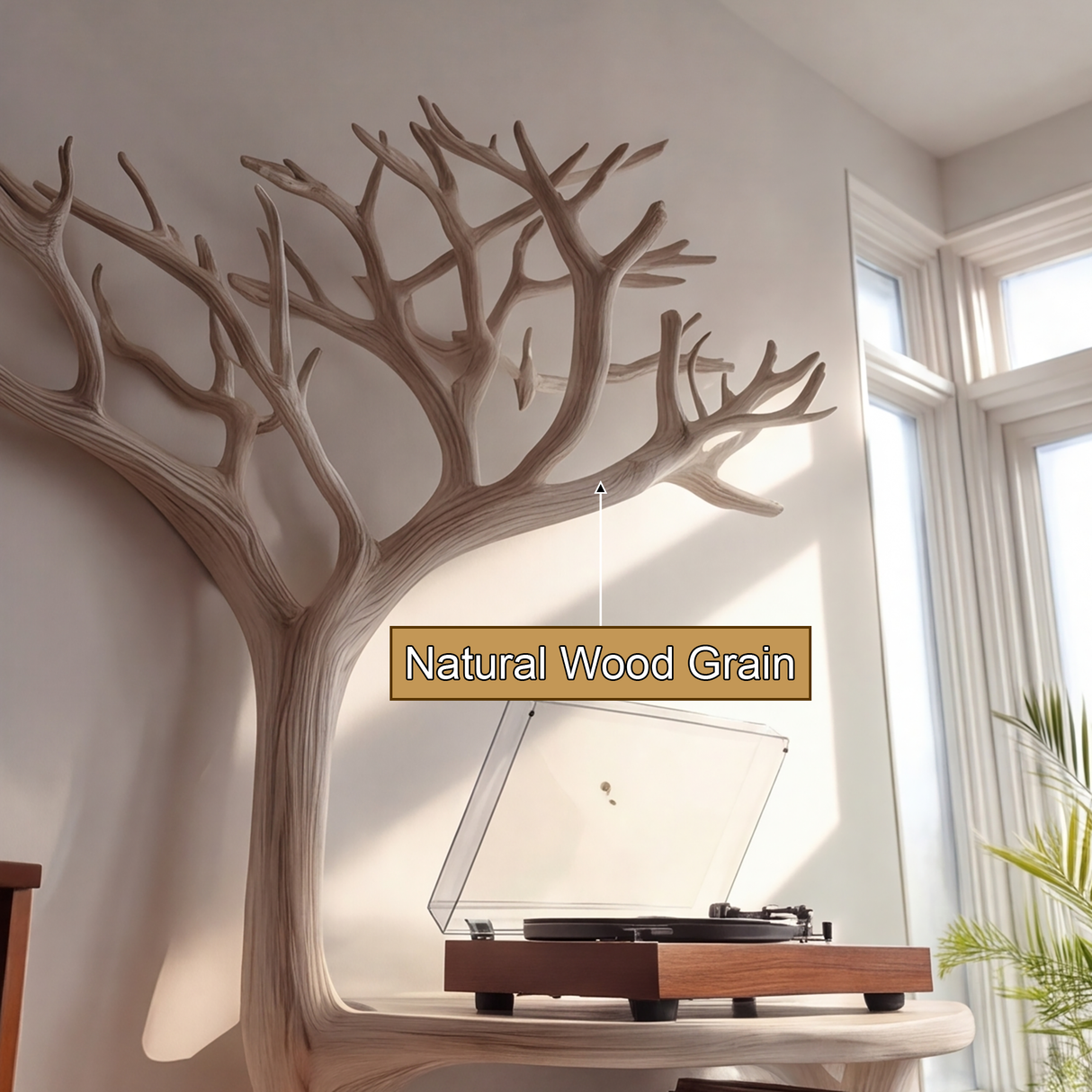 Sylvaris Handcrafted Solid Wood Tree Record Player Stand SPA024813